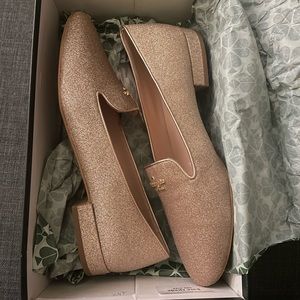 Kate Spade Size 10 Gold Sparkle Loafers